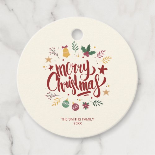 Merry Christmas Typography Text Gift Tags