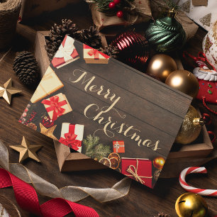 Merry Christmas Typography Vintage Business Thank You Card