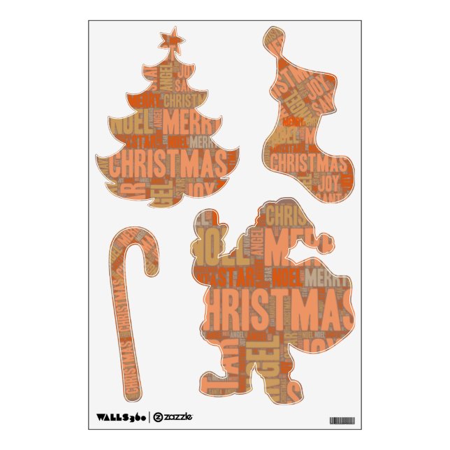 Merry Christmas Typography Wall Decal (Front)