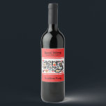 Merry Christmas Typography Wine Label<br><div class="desc">Merry Christmas in a fun font is surrounded by cute holiday items and set on a red background (you can change the color.) Perfect wine bottle labels for holiday gift giving.</div>