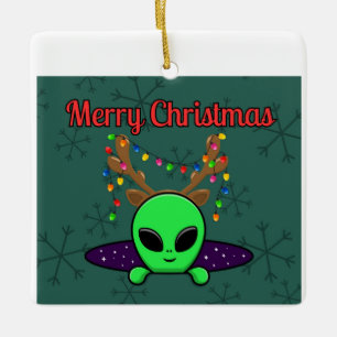 "Merry Christmas" UFO Alien Ornament