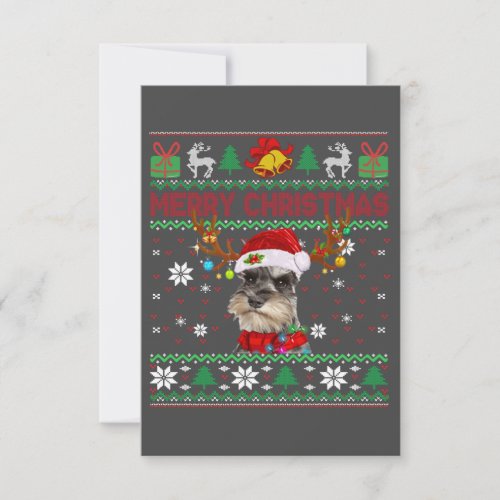 Merry Christmas Ugly Dog Schnauzer Santa Hat RSVP Card