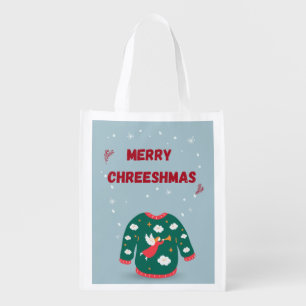 Merry Christmas Ugly Sweater Angel Grocery Bag