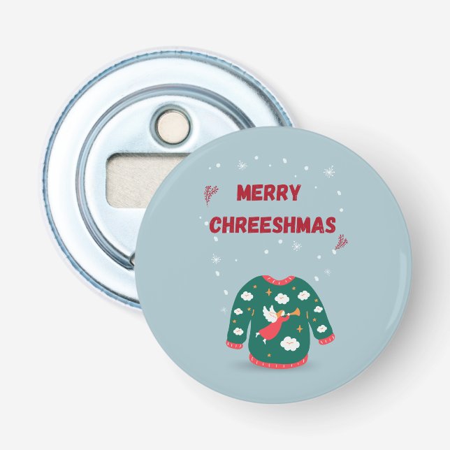 Merry Christmas Ugly Sweater Angel Paper Bottle Opener (Front)