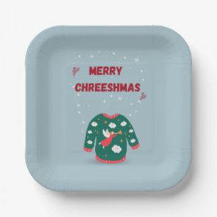 Merry Christmas Ugly Sweater Angel Paper Plates