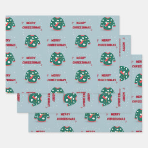 Merry Christmas Ugly Sweater Angel Wrapping Paper Sheets