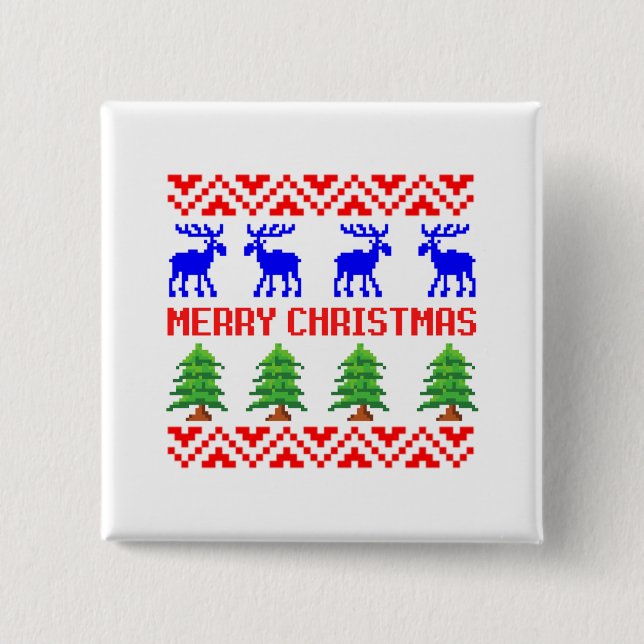 Merry Christmas Ugly Sweater Button (Front)