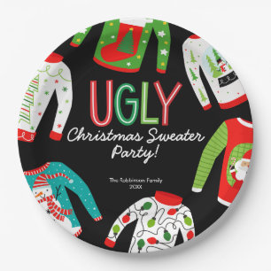 Merry Christmas Ugly Sweater Party Paper Plate