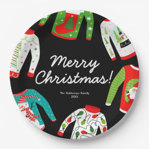 Merry Christmas Ugly Sweater Party Paper Plate