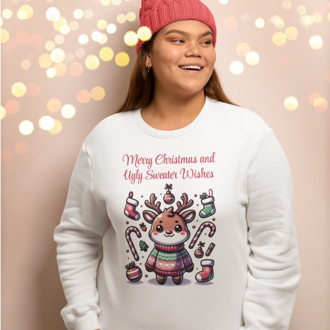 Merry Christmas & Ugly Sweater Wishes Reindeer (Creator Uploaded)