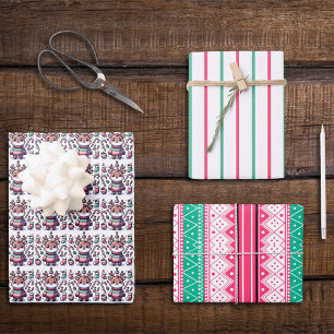 Merry Christmas & Ugly Sweater Wishes Reindeer Wrapping Paper Sheets