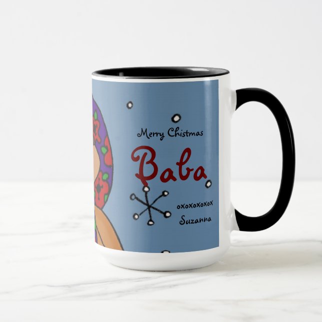 Merry Christmas Ukrainian Girl Folk Art Mug (Right)