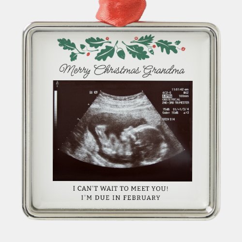 Merry Christmas Ultrasound Pregnancy Scan Grandma Metal Ornament