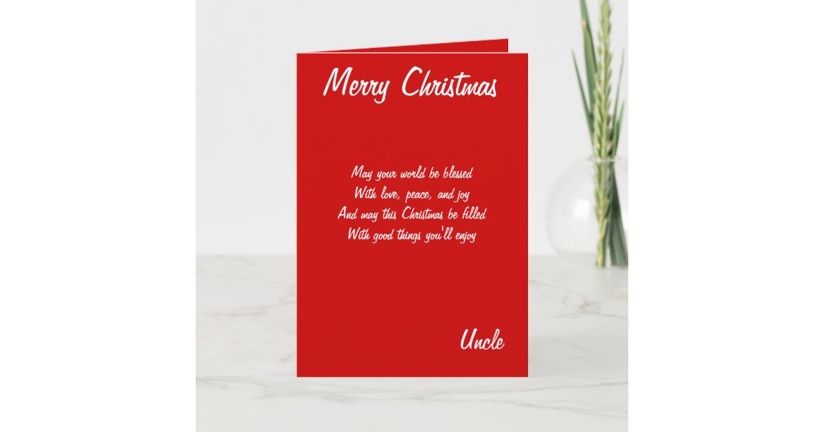 Merry Christmas uncle cards Zazzle