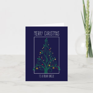 Merry Christmas Uncle, Colorful Tree Swirls Holiday Card