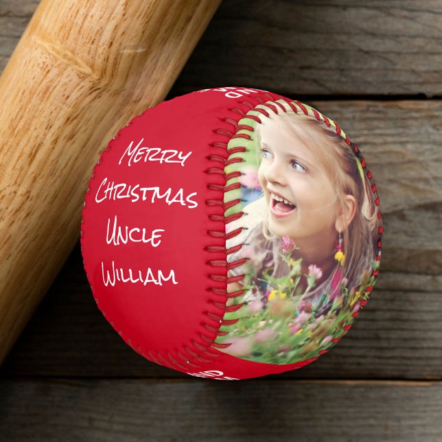 Merry Christmas Uncle Photo Red Baseball (Creator Uploaded)