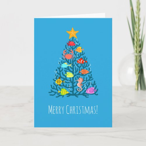 Merry Christmas Undersea Coral Tropical Fish Card
