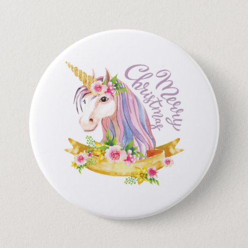 Merry Christmas Unicorn Pin Button