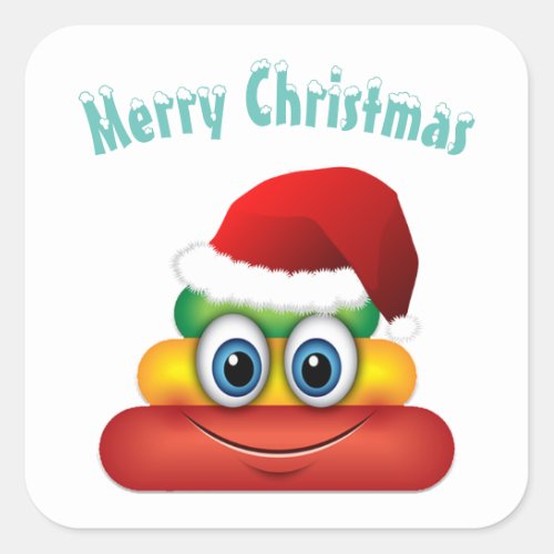 Merry Christmas unicorn poop emoji Square Sticker