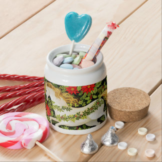 Merry Christmas Unicorn Red Green White Candy Jar
