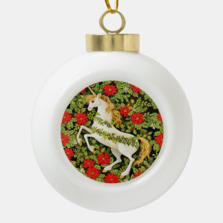 Merry Christmas Unicorn Red Green White Ceramic Ball Christmas Ornament