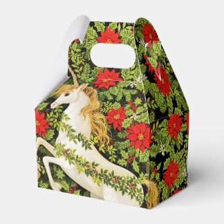 Merry Christmas Unicorn Red Green White Favor Boxes