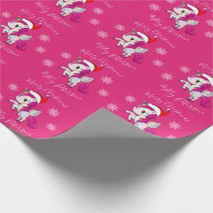 Merry Christmas unicorn & snowflakes personalized Wrapping Paper