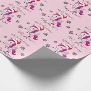 Merry Christmas unicorn & snowflakes personalized Wrapping Paper