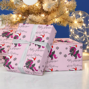 Merry Christmas unicorn & snowflakes personalized Wrapping Paper