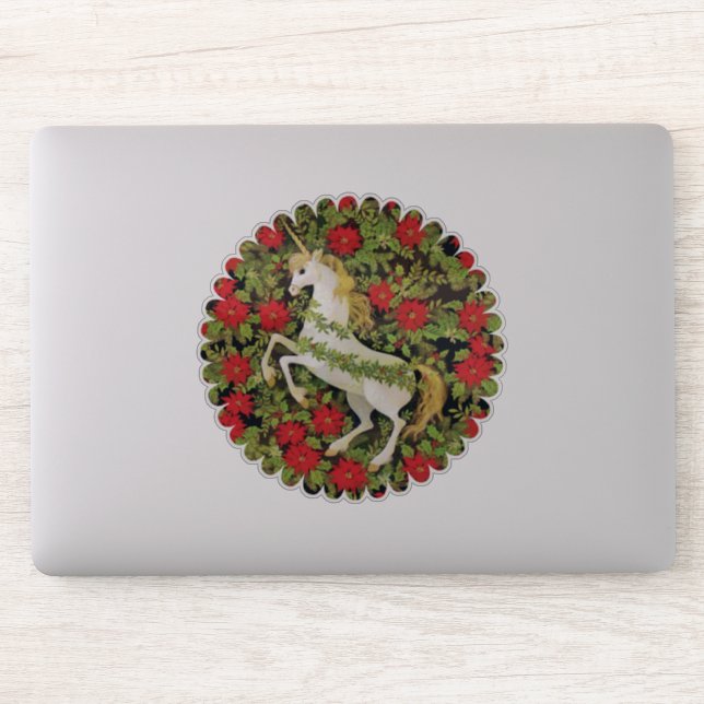 Merry Christmas Unicorn Sticker (Computer)