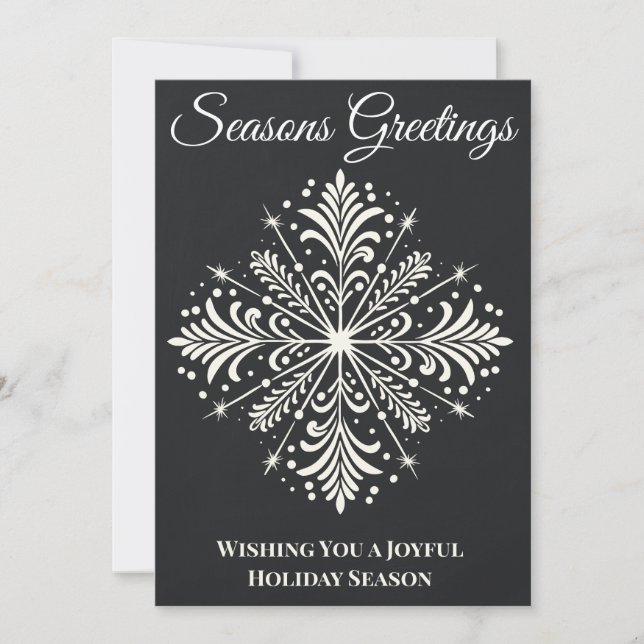Merry Christmas Unique Chalkboard Snowflake  Holiday Card (Front)