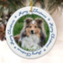 Merry Christmas Unique Trendy Blue Pet Dog Photo Ceramic Ornament
