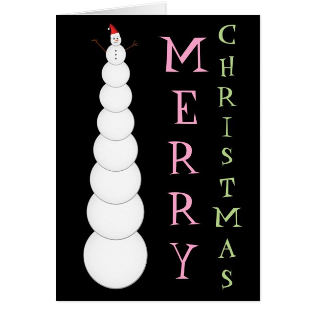 "MERRY CHRISTMAS" & Unreasonably Tall Snowman Cards (Front)