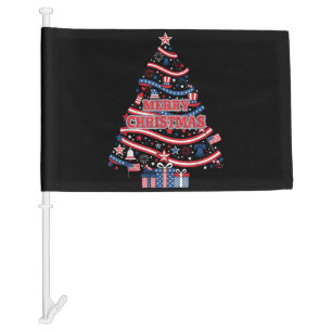 Merry Christmas USA Flag Patriotic Xmas Tree