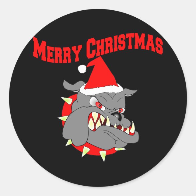 Merry Christmas USMC Devil Dog Classic Round Sticker (Front)