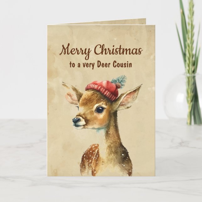 Merry Christmas Very Deer Cousin Card (Front)