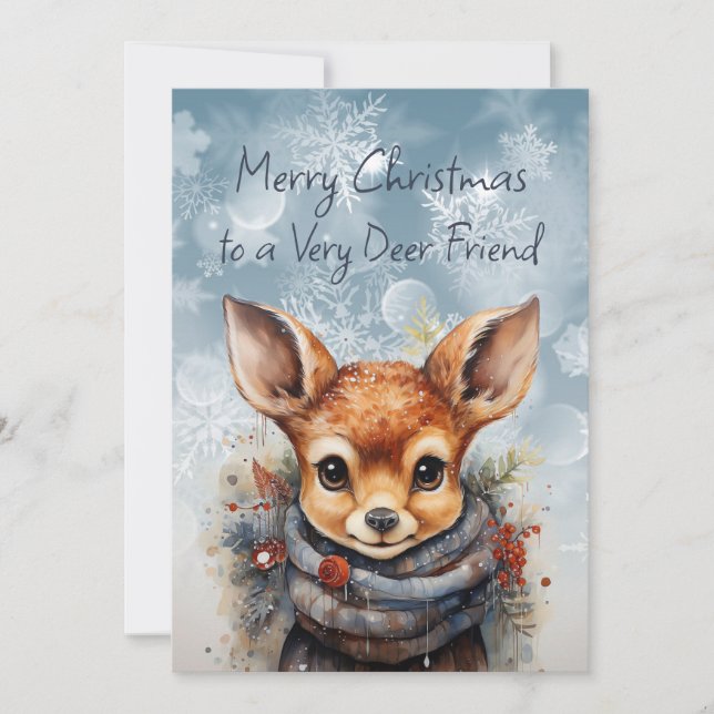 Merry Christmas Very Deer Friend Fun Humor Card (Front)