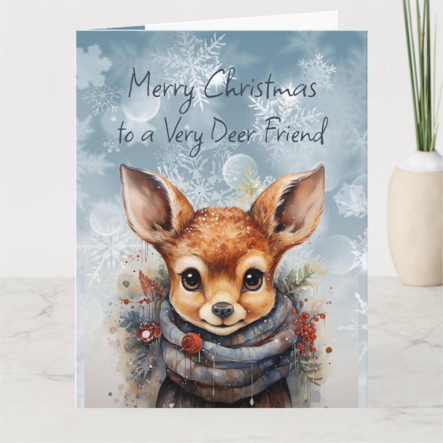 Merry Christmas Very Deer Friend Fun Humor Card (Front)