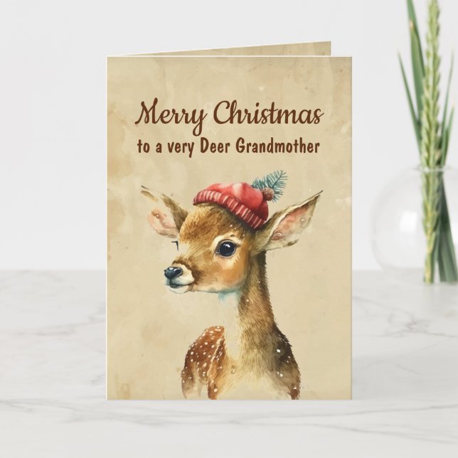 Merry Christmas Very Deer  Grandmother Card (Front)