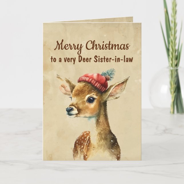 Merry Christmas Very Deer Sister-in-law Card (Front)