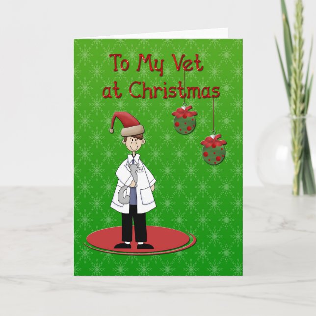 Merry Christmas Vet Male Holiday Card (Front)