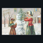 Merry Christmas Victorian Family and Snowman  Wrapping Paper Sheets<br><div class="desc">Victorian Christmas</div>