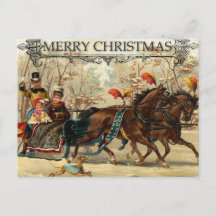 Merry Christmas Victorian Family Carriage
