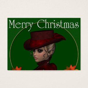 Merry Christmas Victorian Lady 1 Holiday Gift Tags