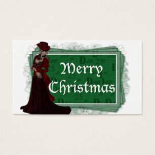 Merry Christmas Victorian Woman 2 Gift Tags