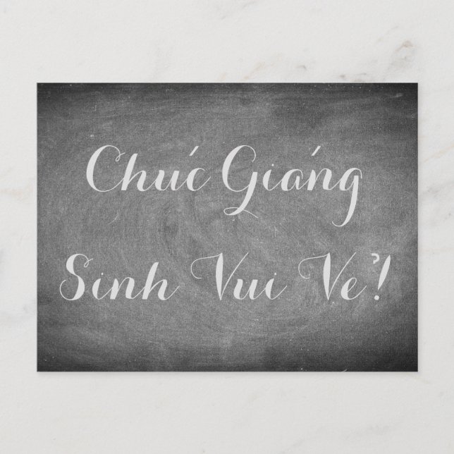 Merry Christmas Vietnamese Chalkboard Typography Holiday Postcard (Front)