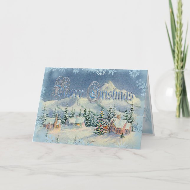 MERRY CHRISTMAS VILLAGE by SHARON SHARPE Holiday Card (Front)