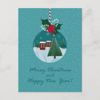 Merry Christmas Village Ornament Card