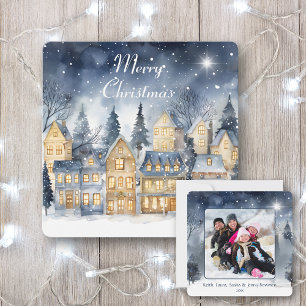 Merry Christmas Village Star Family Photo Name Card