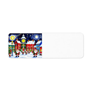 Merry Christmas village with Santa Claus Label